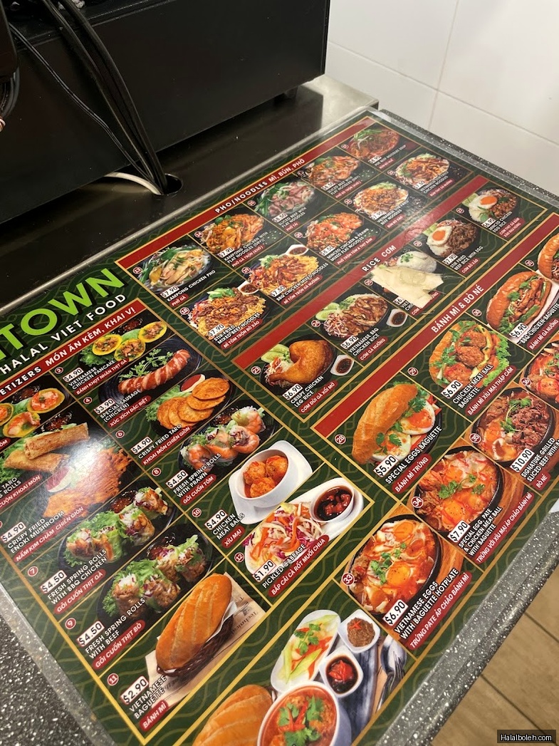 Namtown - menu