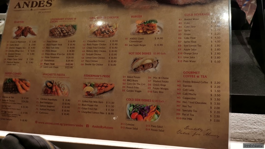 Andes by Astons - menu