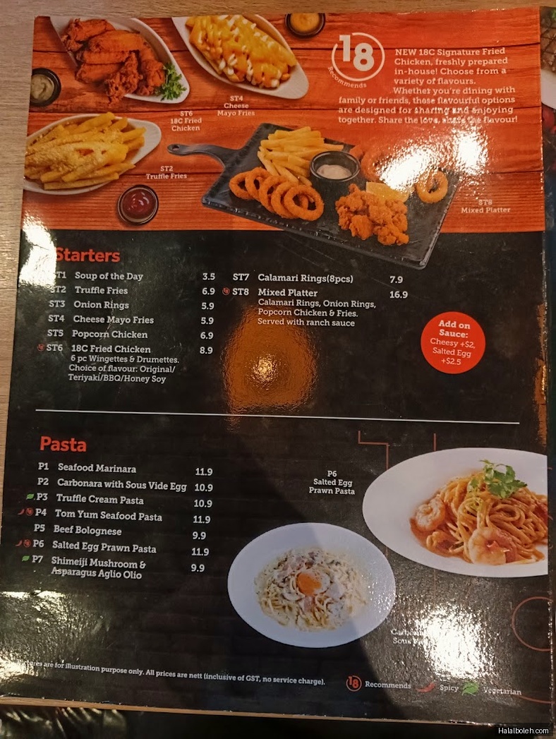 Eighteen Chefs - menu