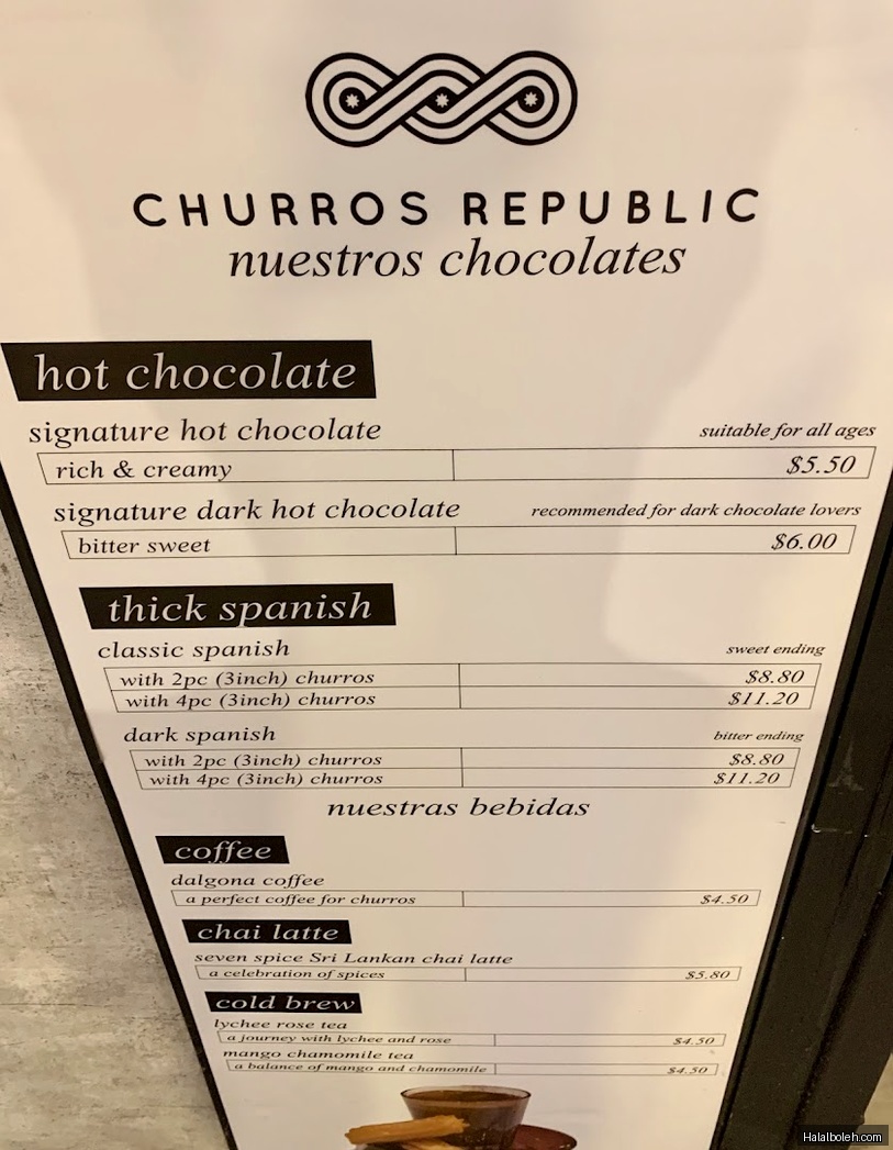 Churros Republic at Our Tampines Hub (OTH) - Menu