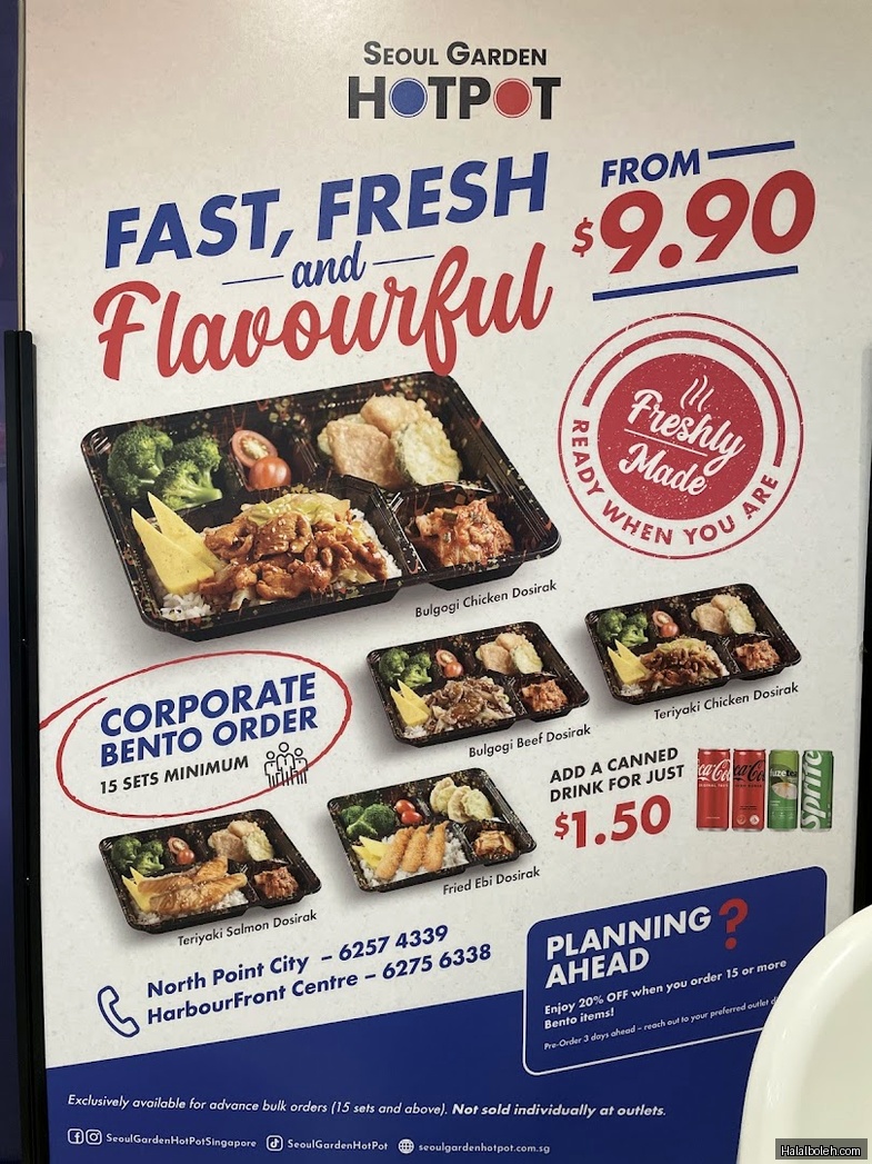 Seoul Garden HOTPOT - menu