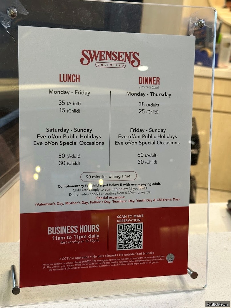 Swensen's Unlimited - menu