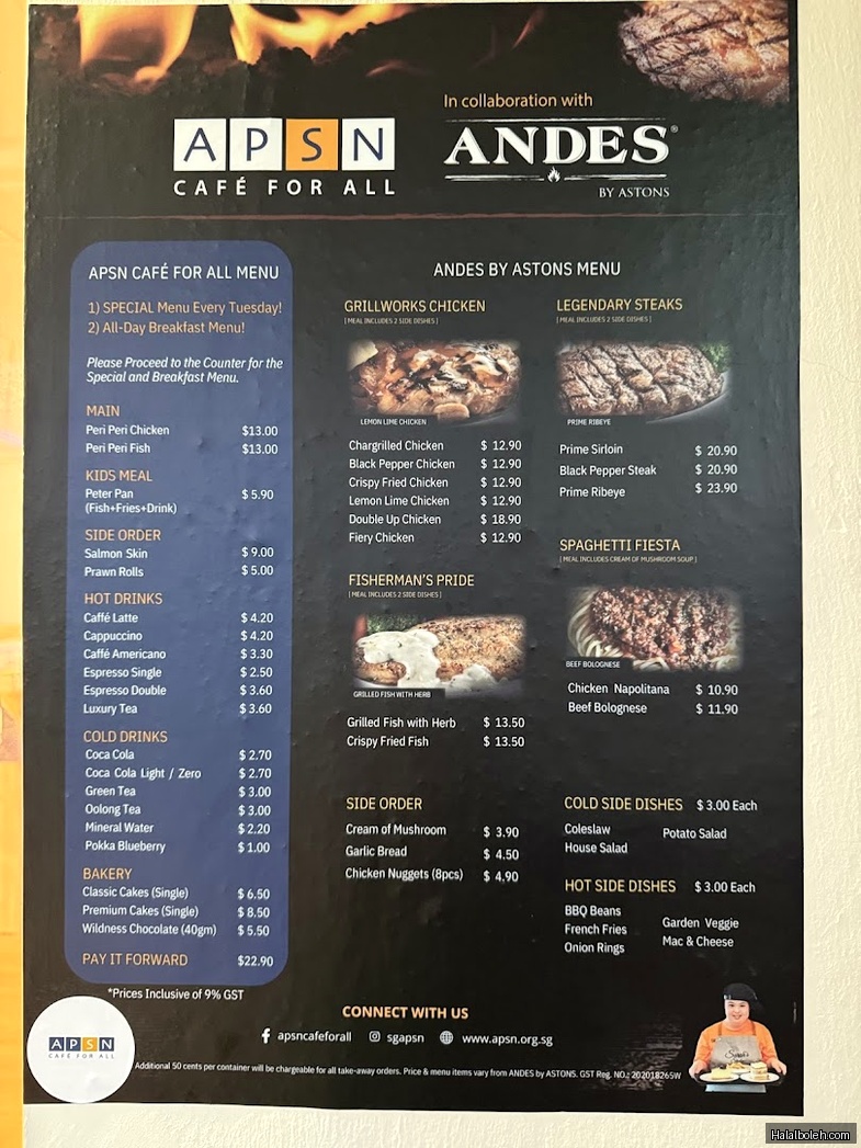 APSN Cafe for All - menu