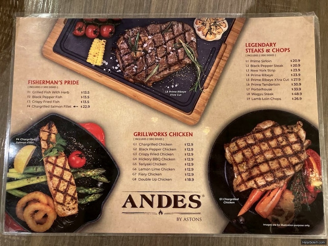 Andes by Astons - menu