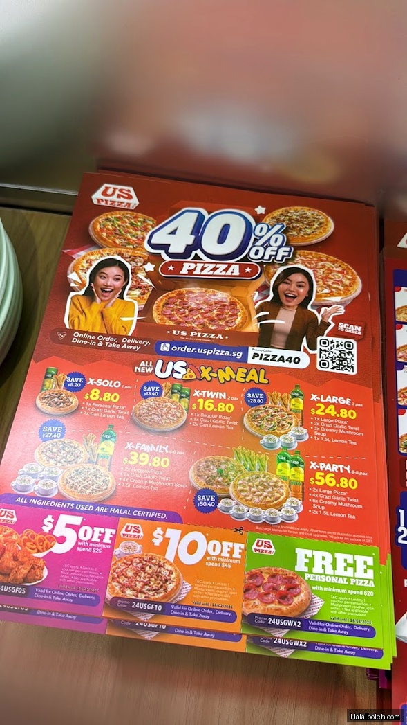 US Pizza at Funan Mall - Menu