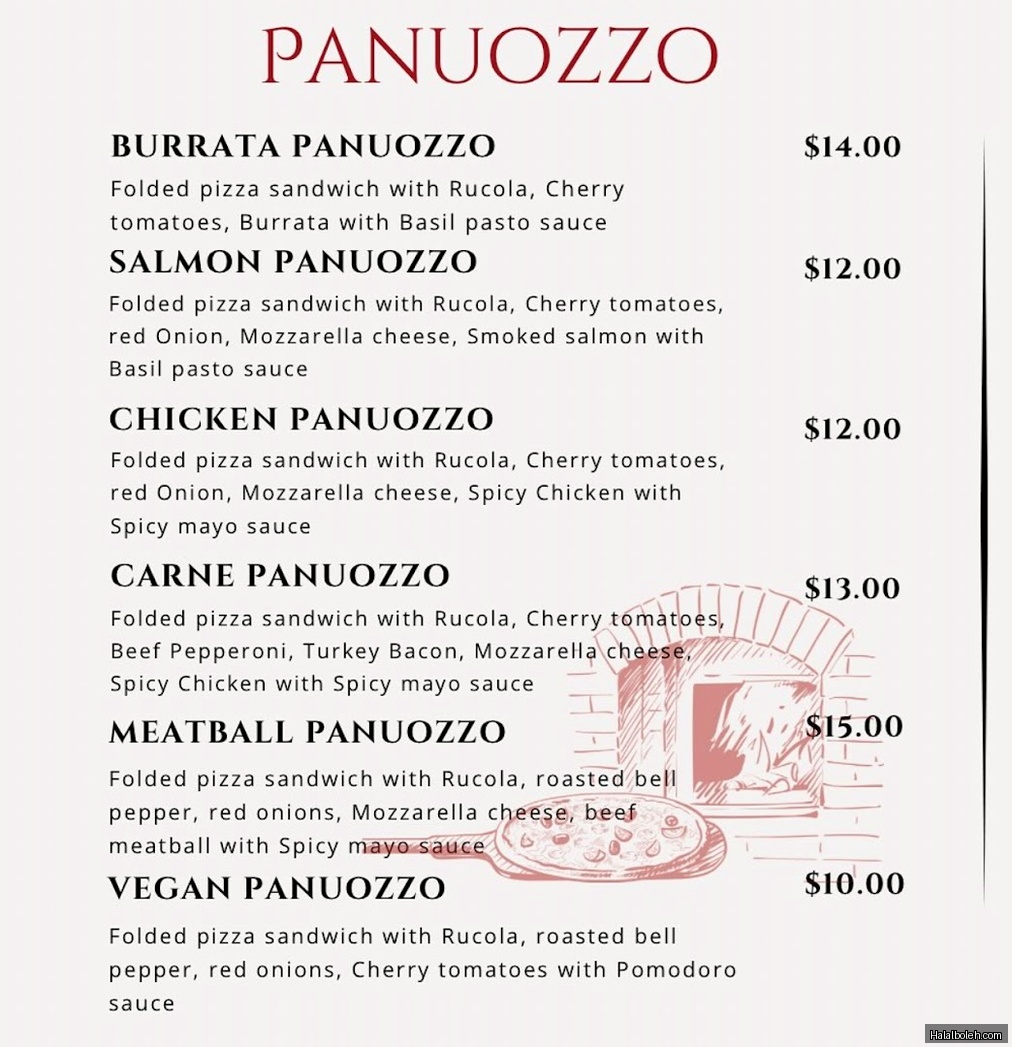 Panuozzo - menu