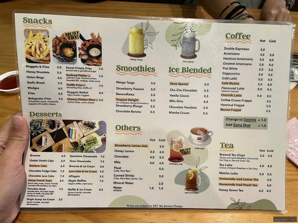 The Tree Cafe - menu