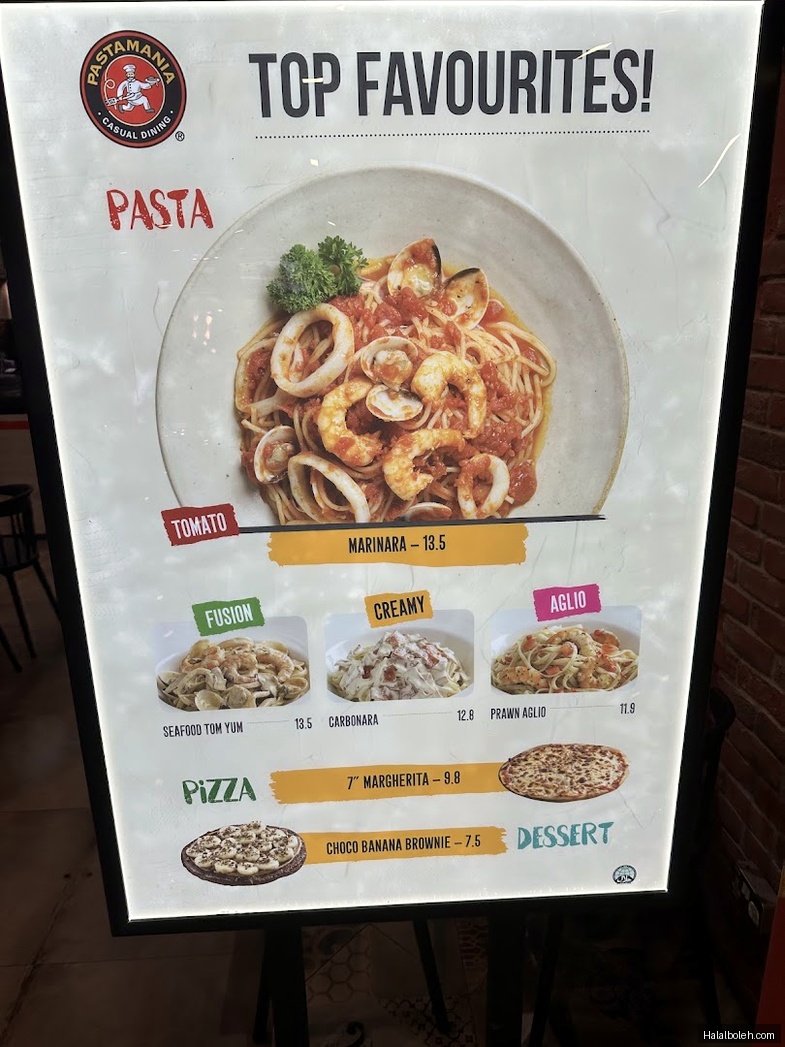 PastaMania - menu