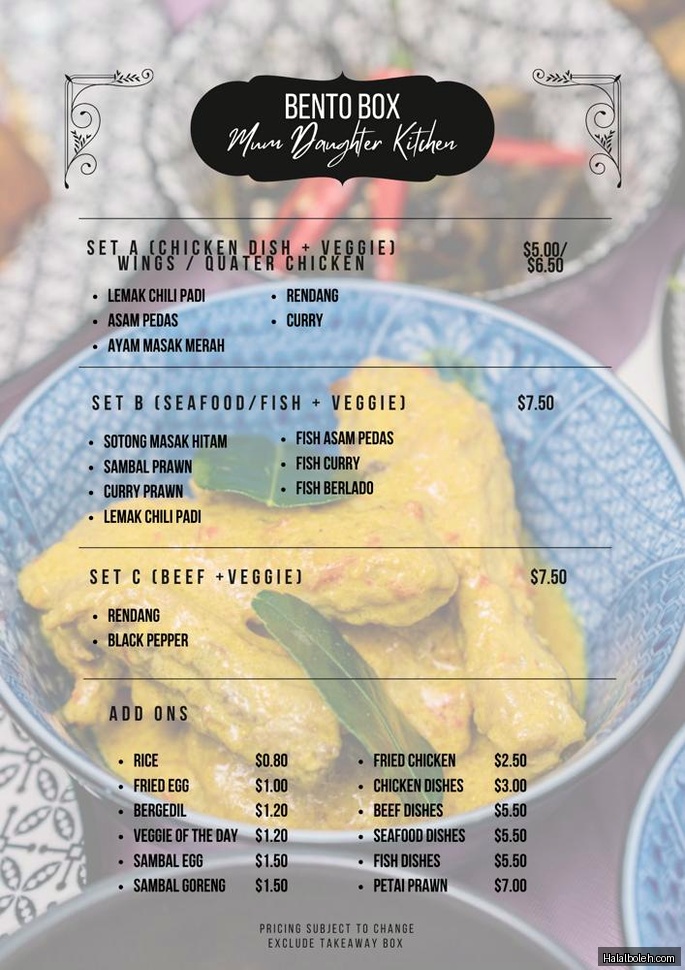 Mum Daughter Kitchen - menu