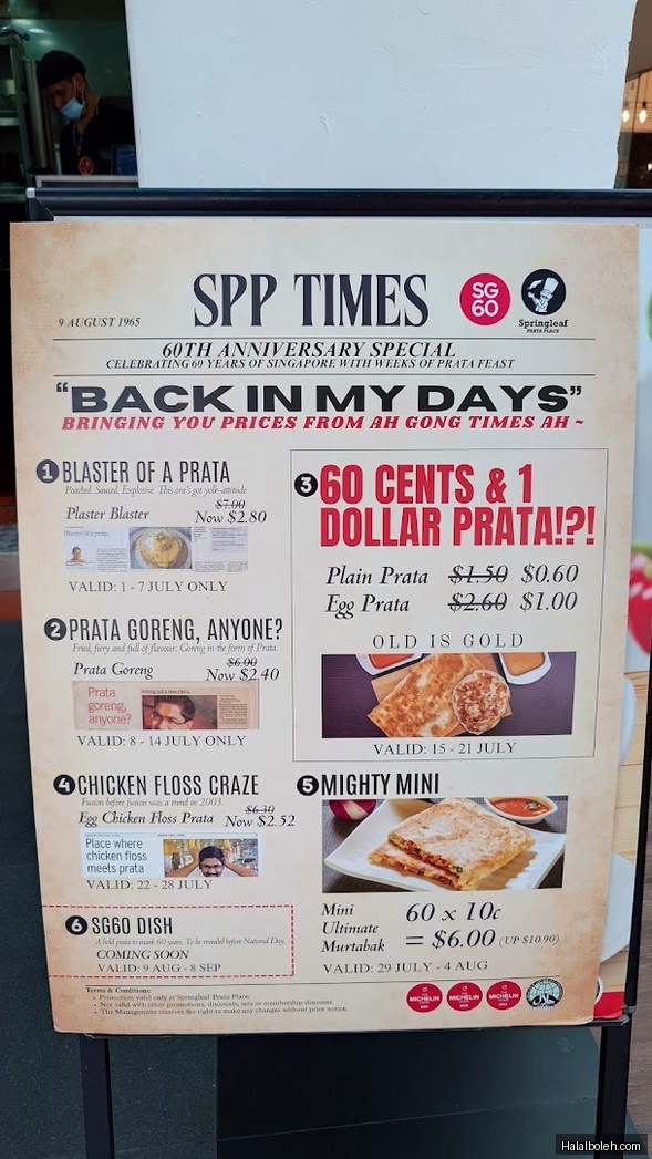 Springleaf Prata Place - menu