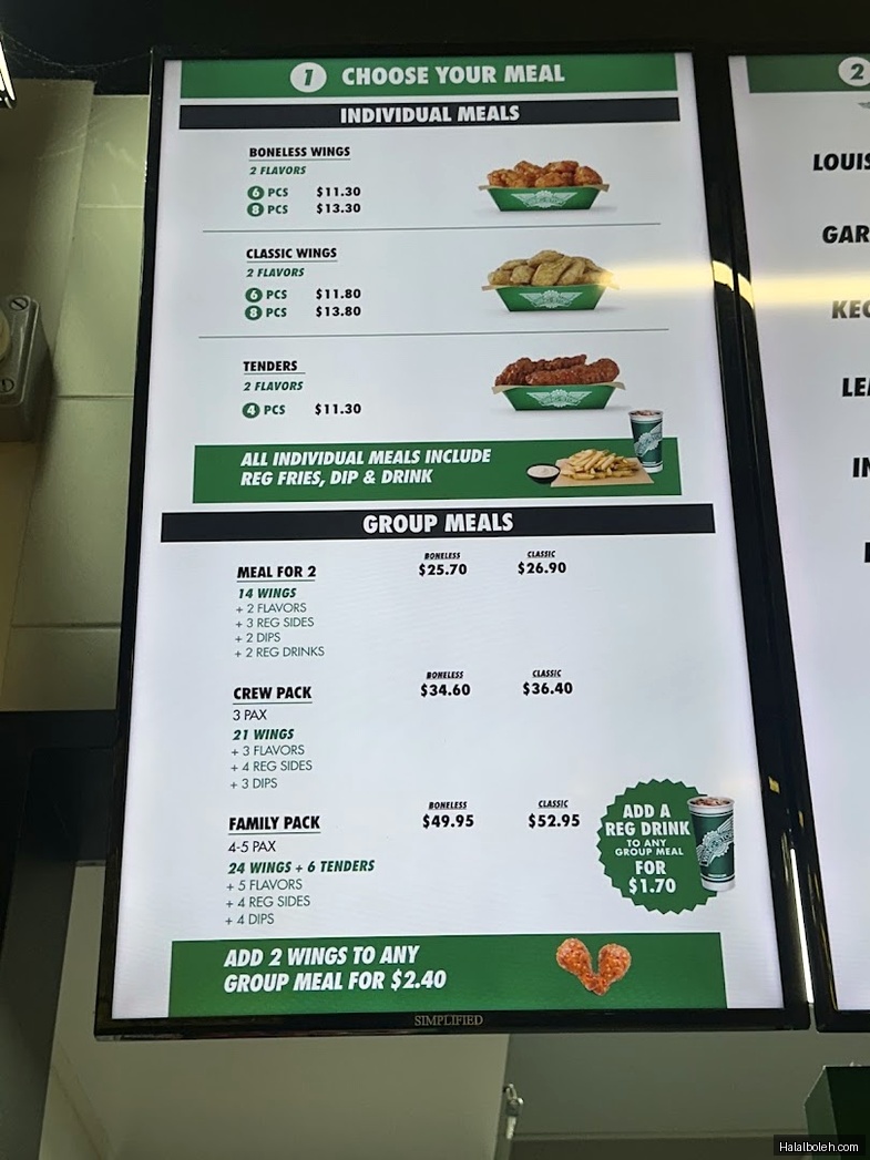Wingstop - menu