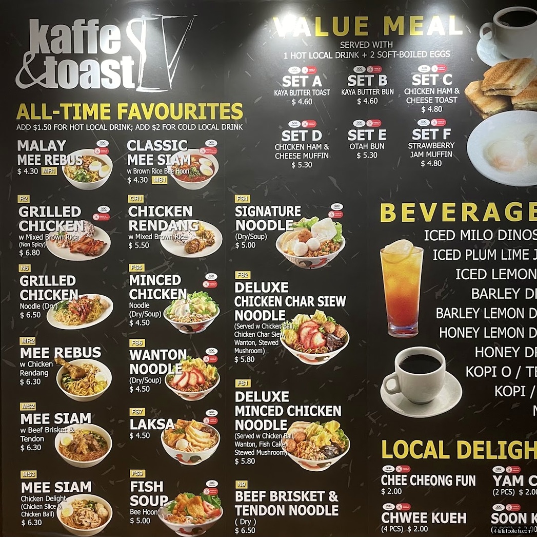 Kaffe & Toast - menu