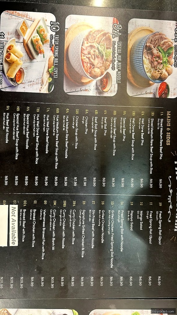 Pho Vietnam - menu