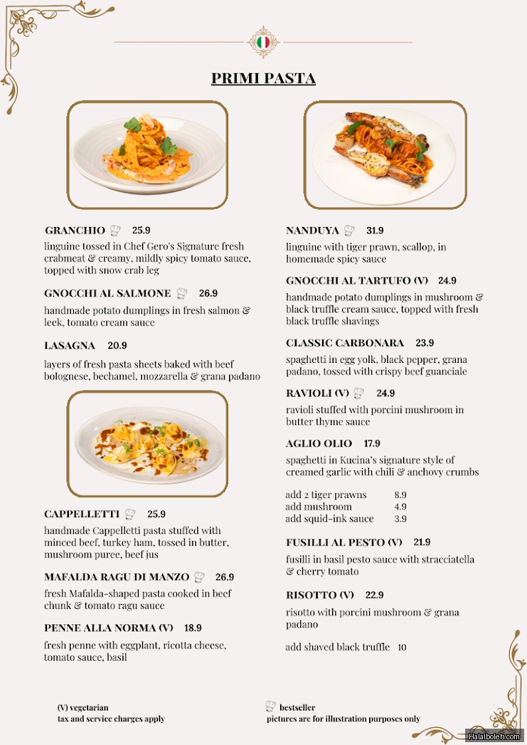 KuCina Italian Restaurant - menu