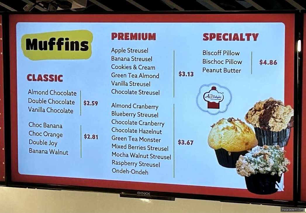 AJ Delights - menu