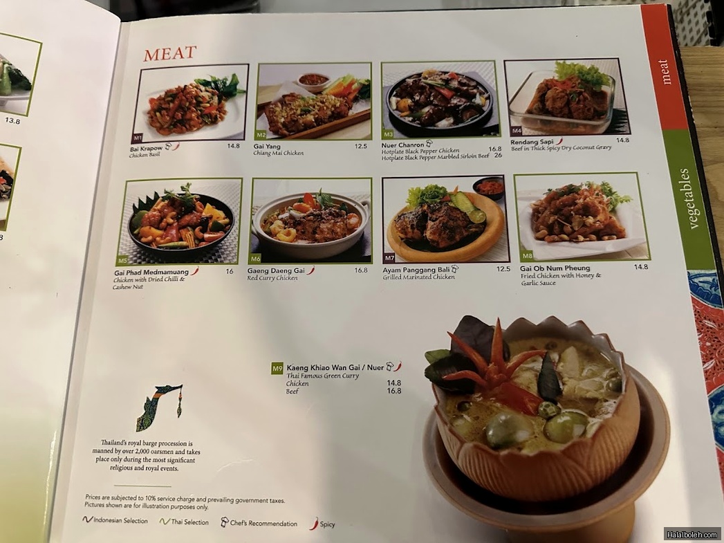Bali Thai - menu