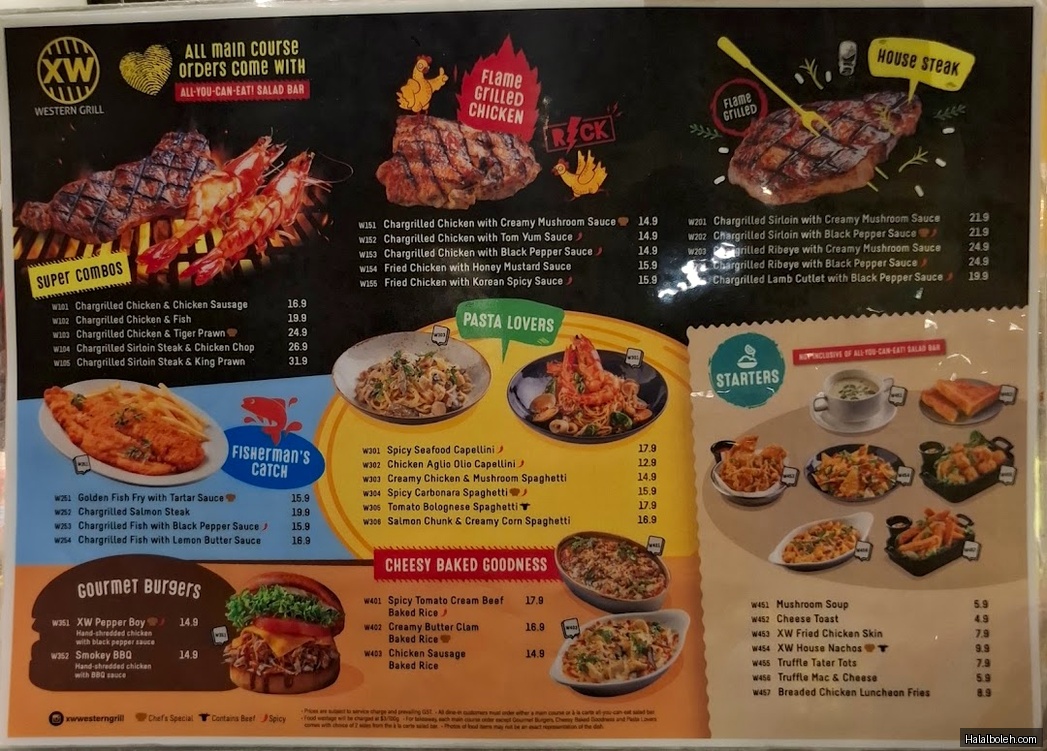 XW Western Grill - menu