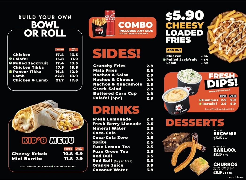 Kebabs Faktory at Funan Mall - Menu