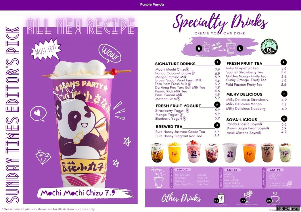 Purple Panda - menu