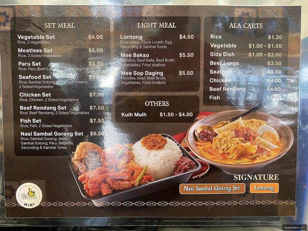 Hjh Maimunah - menu