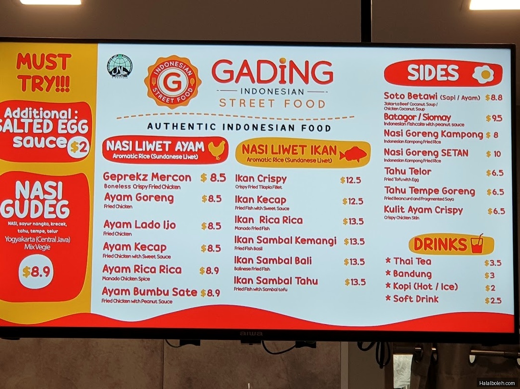 Gading Street Food - menu