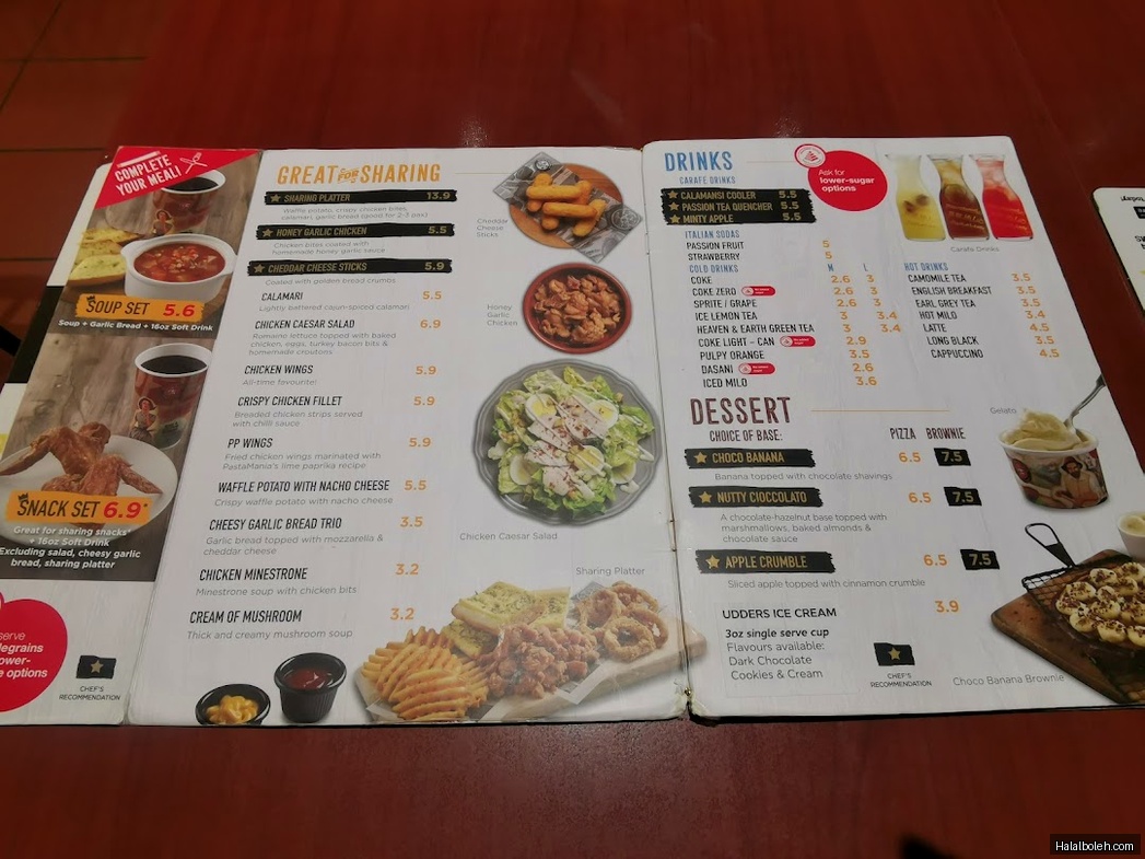 PastaMania - menu