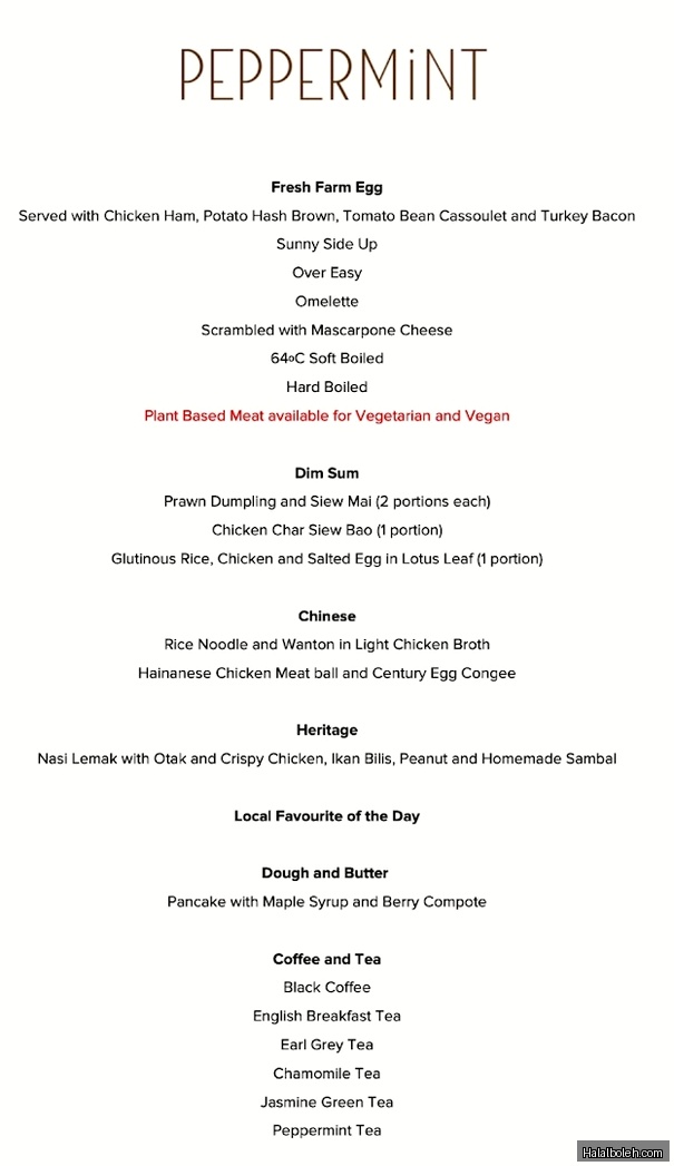 Peppermint - menu