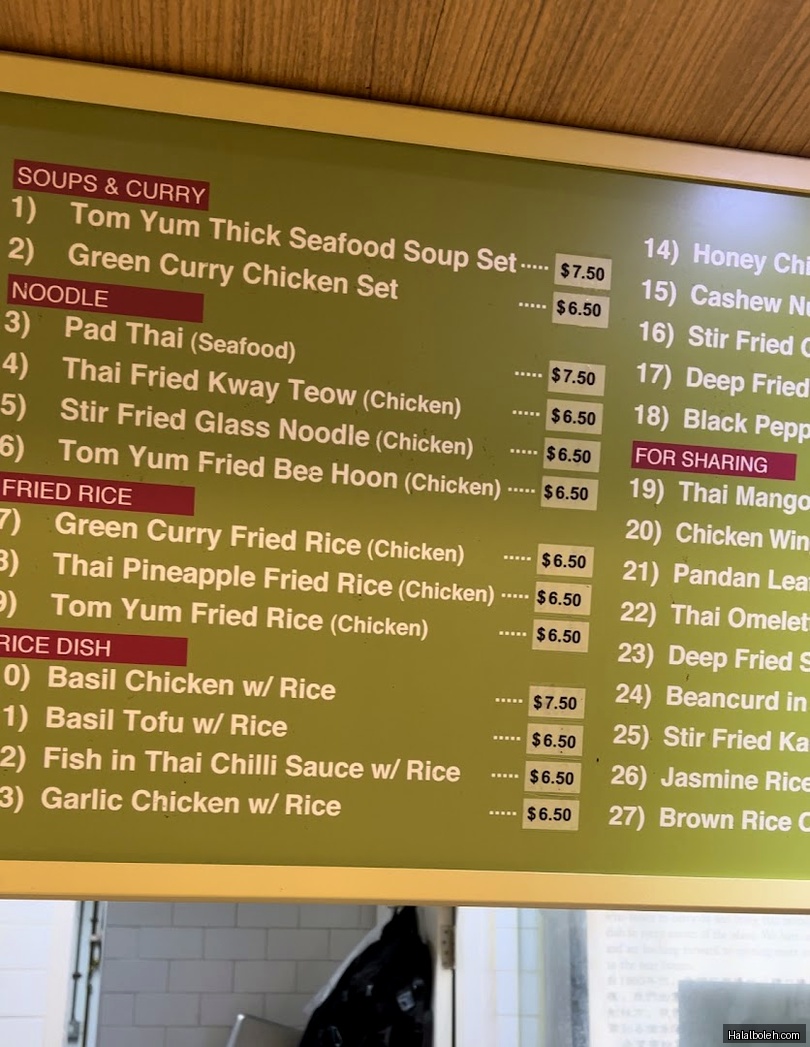 Thai Makan by Thai Dynasty at Tan Tock Seng Hospital (TTSH) - Menu