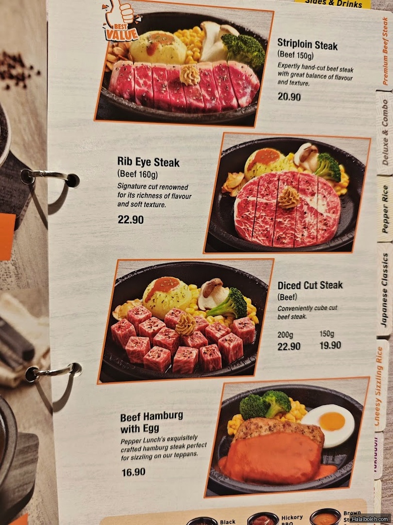 Pepper Lunch Restaurant - menu