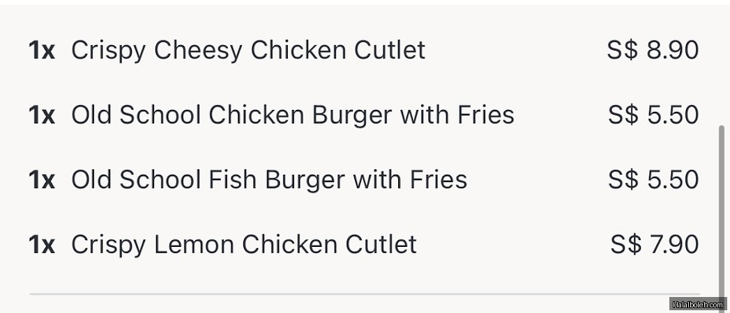 Tenderfresh Xpress - menu