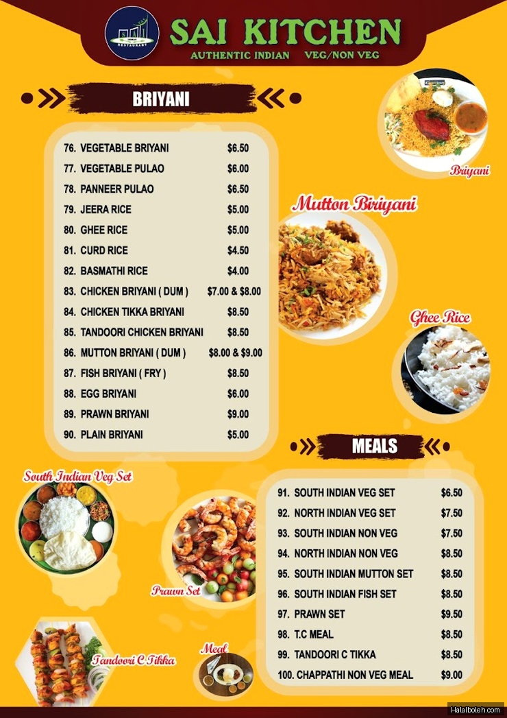 Sai Kitchen - menu