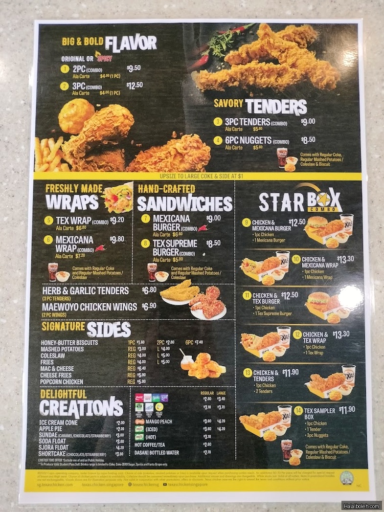 Texas Chicken - menu