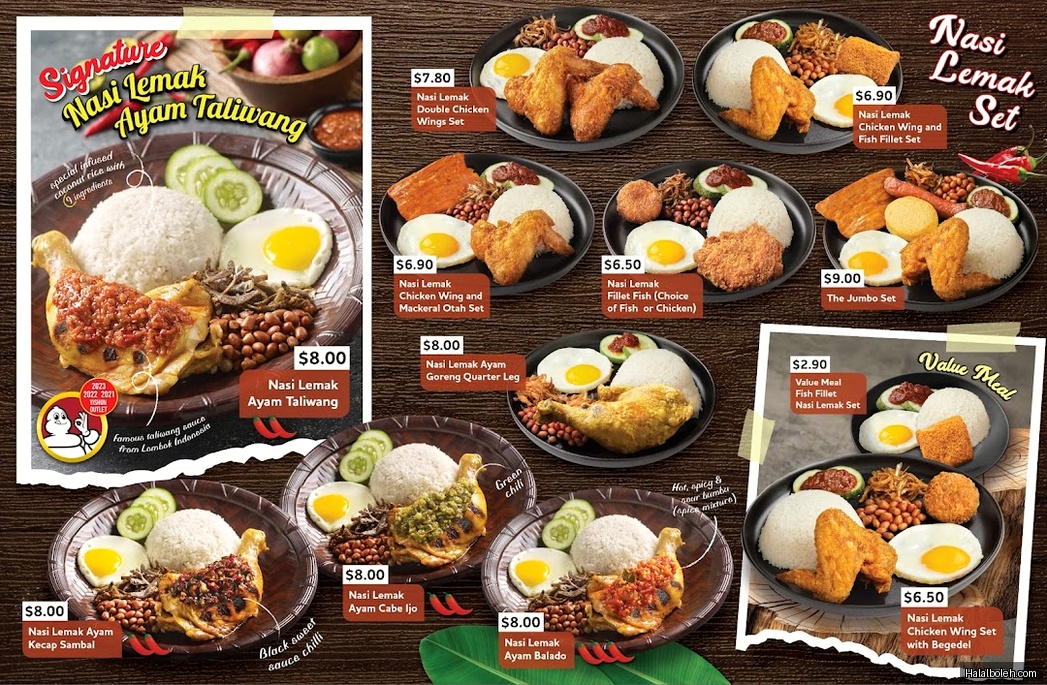 Nasi Lemak Ayam Taliwang - menu