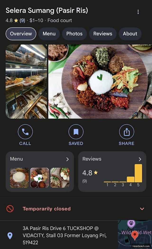 Selera Sumang - menu