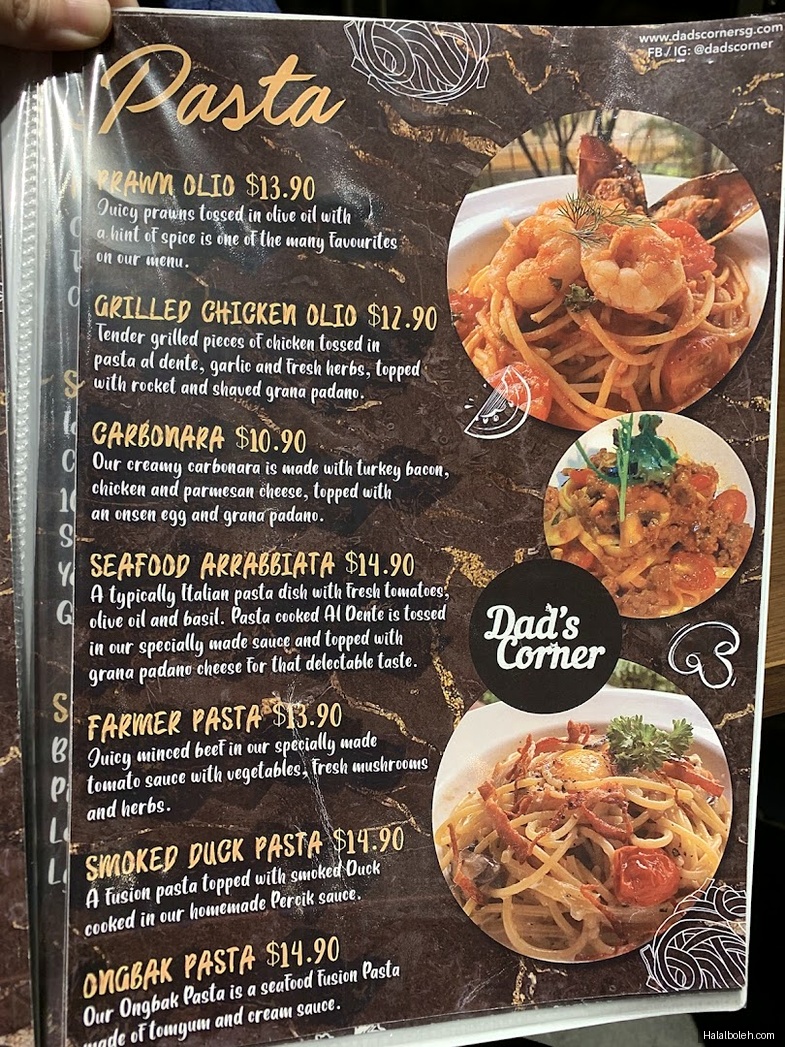 Dad's Corner - menu
