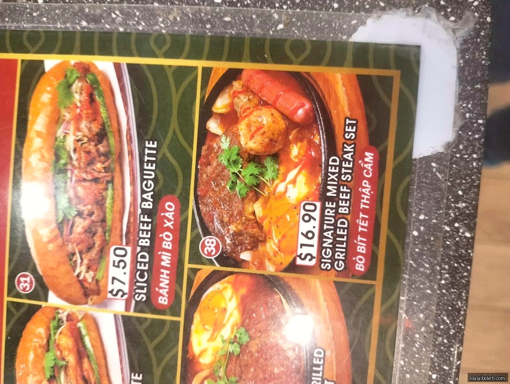 Namtown - menu