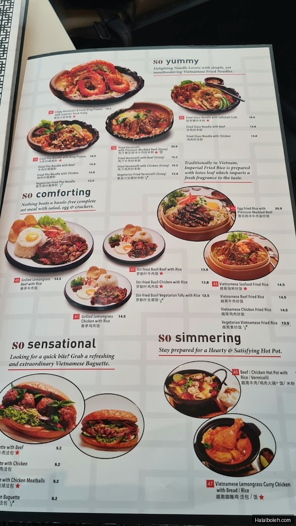 So Pho - menu