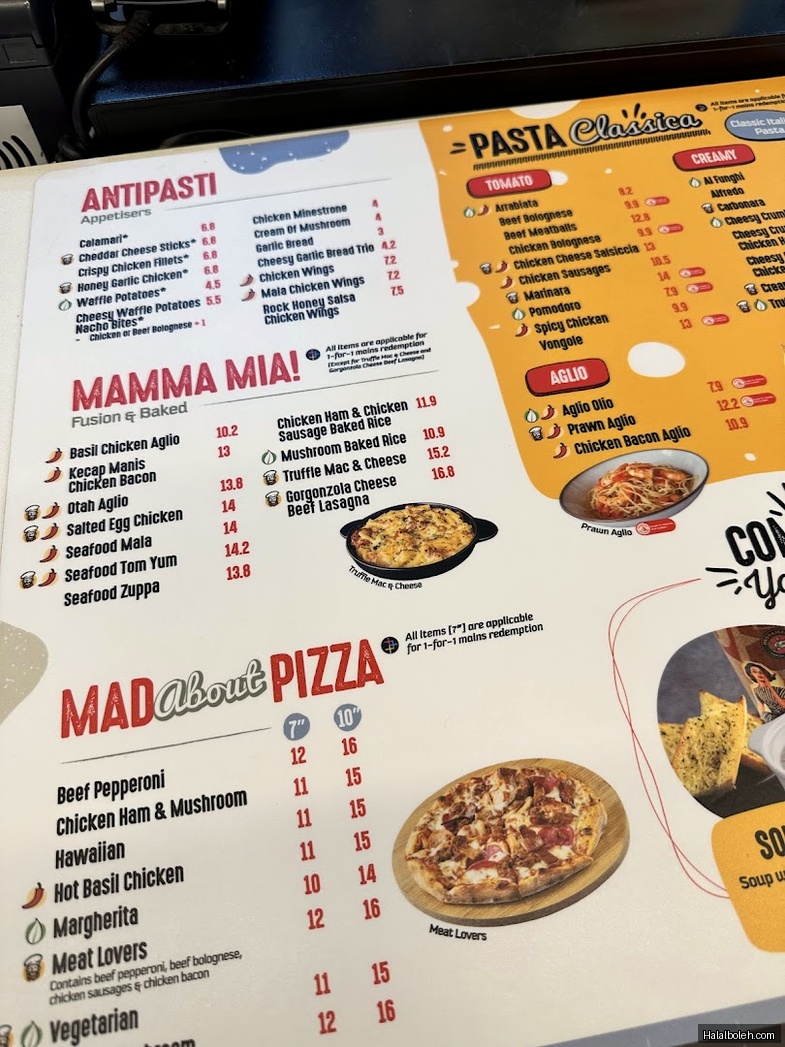 PastaMania - menu