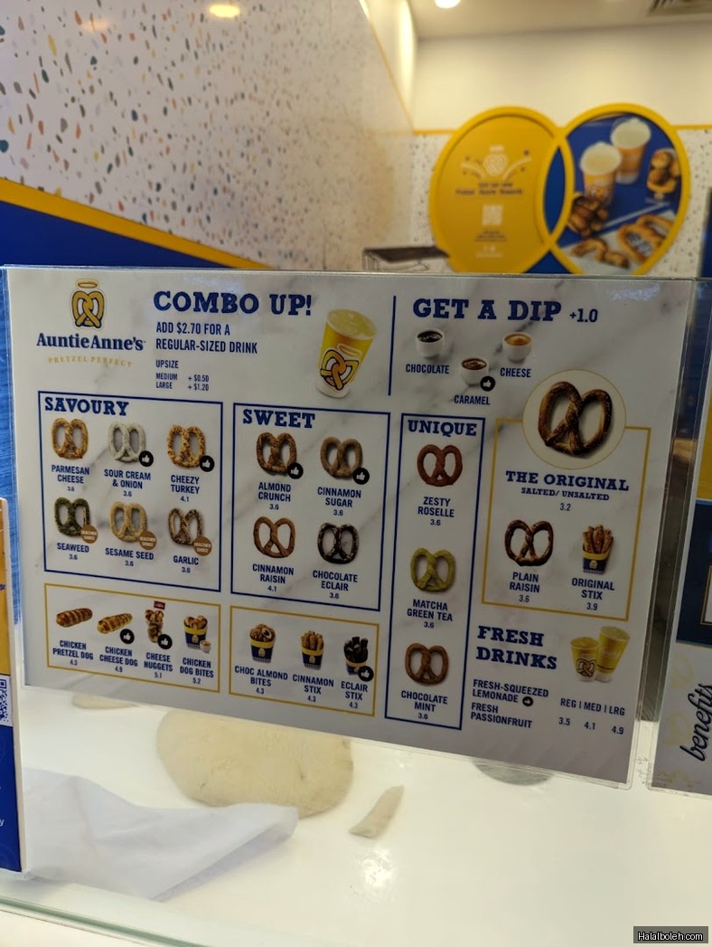 Auntie Anne's - menu