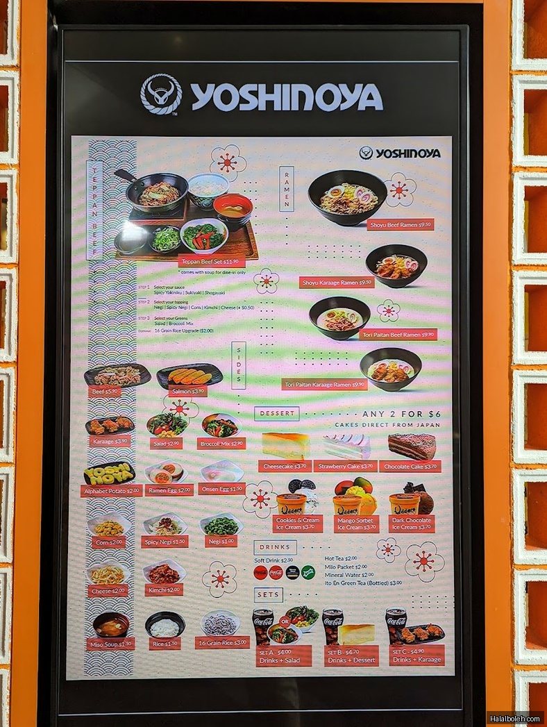 Yoshinoya - menu