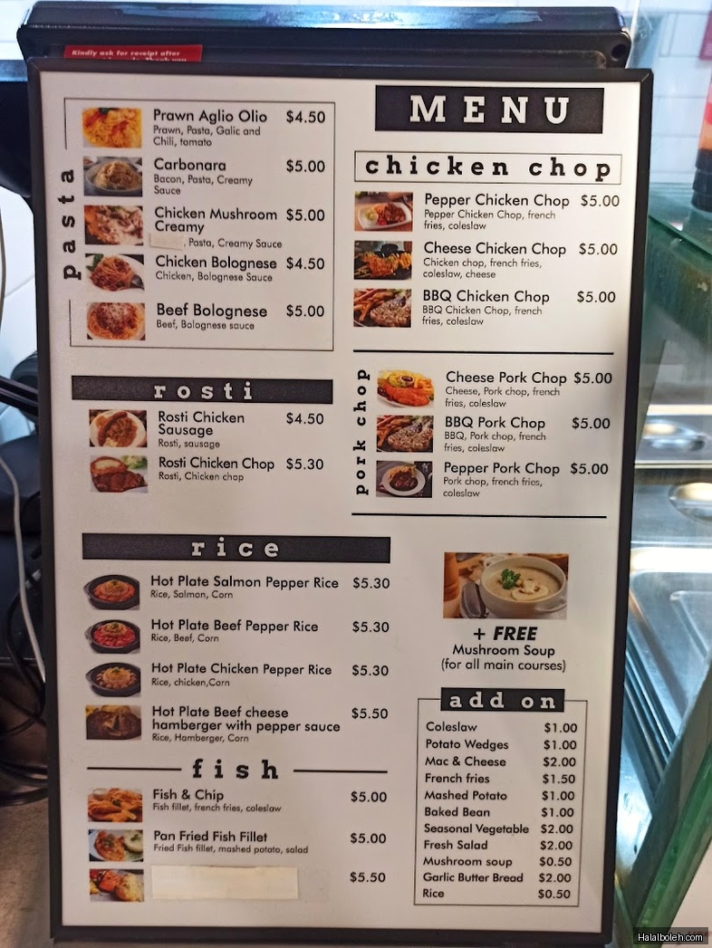 Singapore Polytechnic Foodcourt - menu