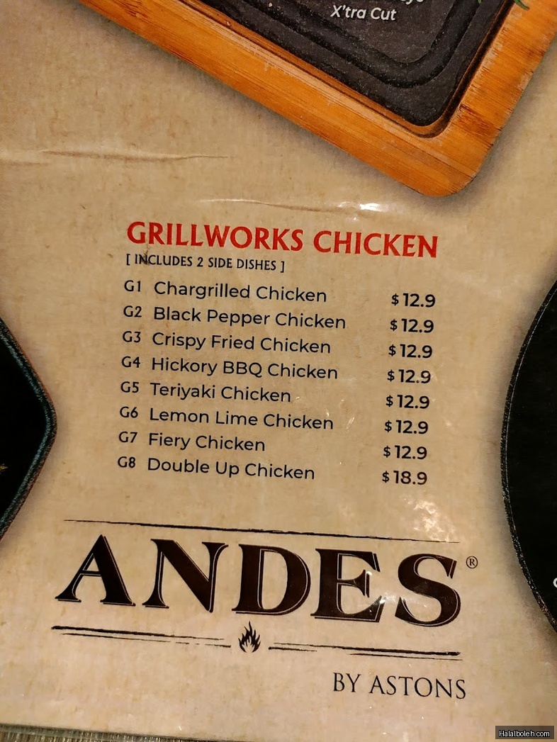 Andes by Astons - menu