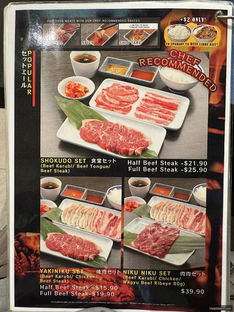 Yakiniku Shokudo - menu