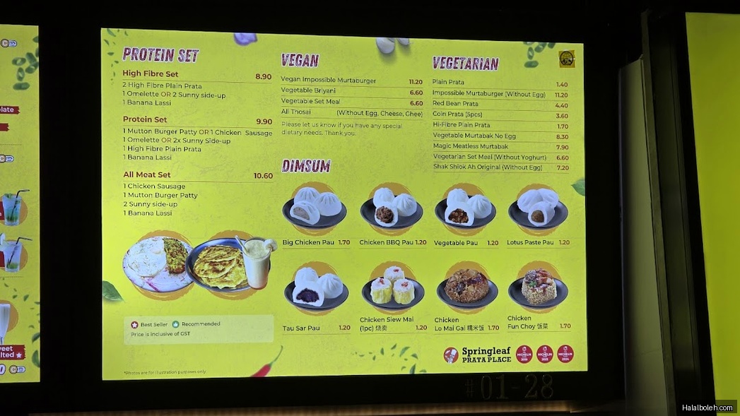 Springleaf Prata Place - menu