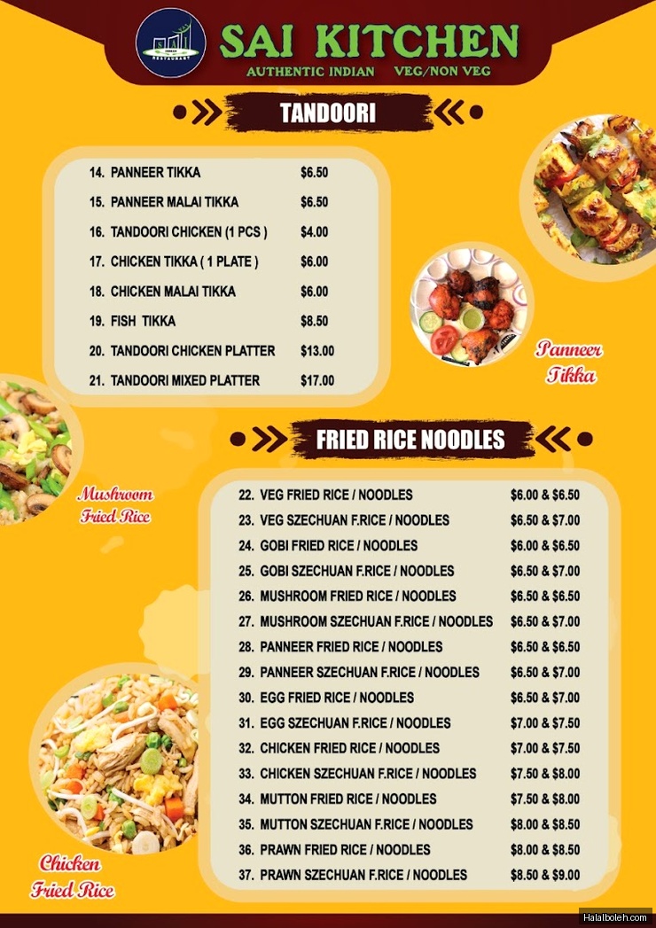 Sai Kitchen - menu