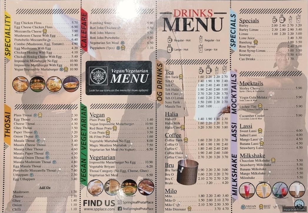 Springleaf Prata Place - menu