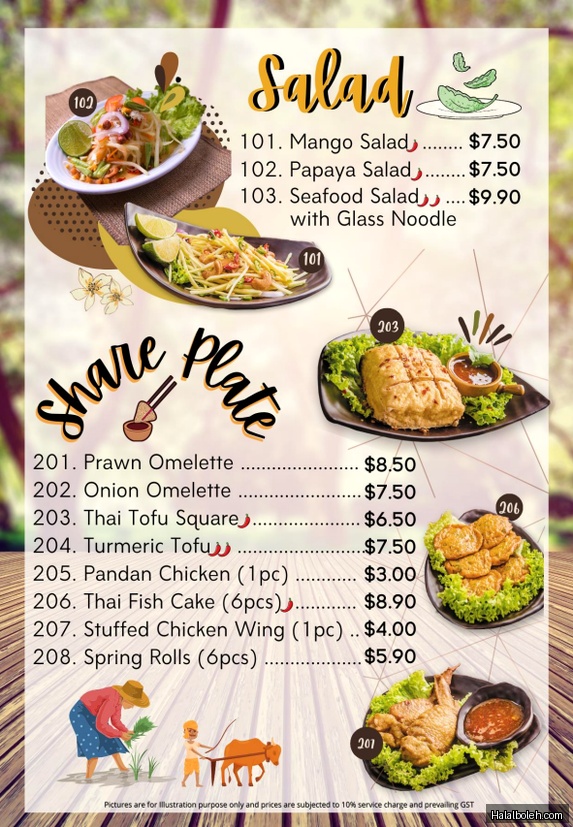 Sakon Thai - menu
