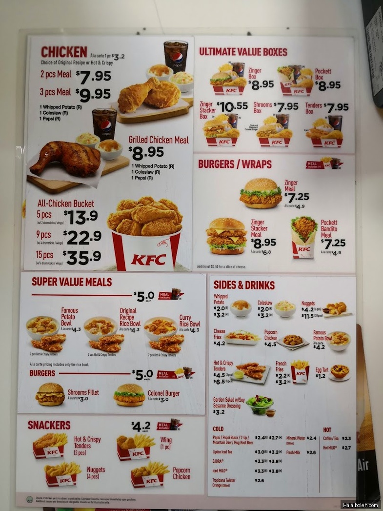 KFC - menu