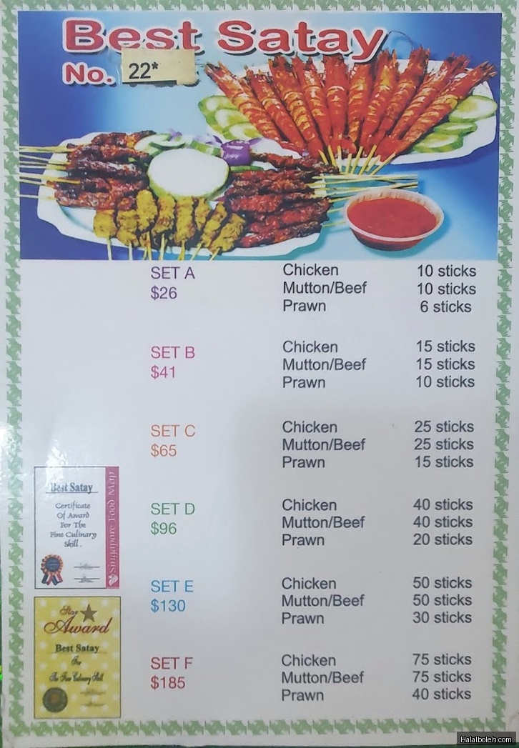 22 Best Satay - menu