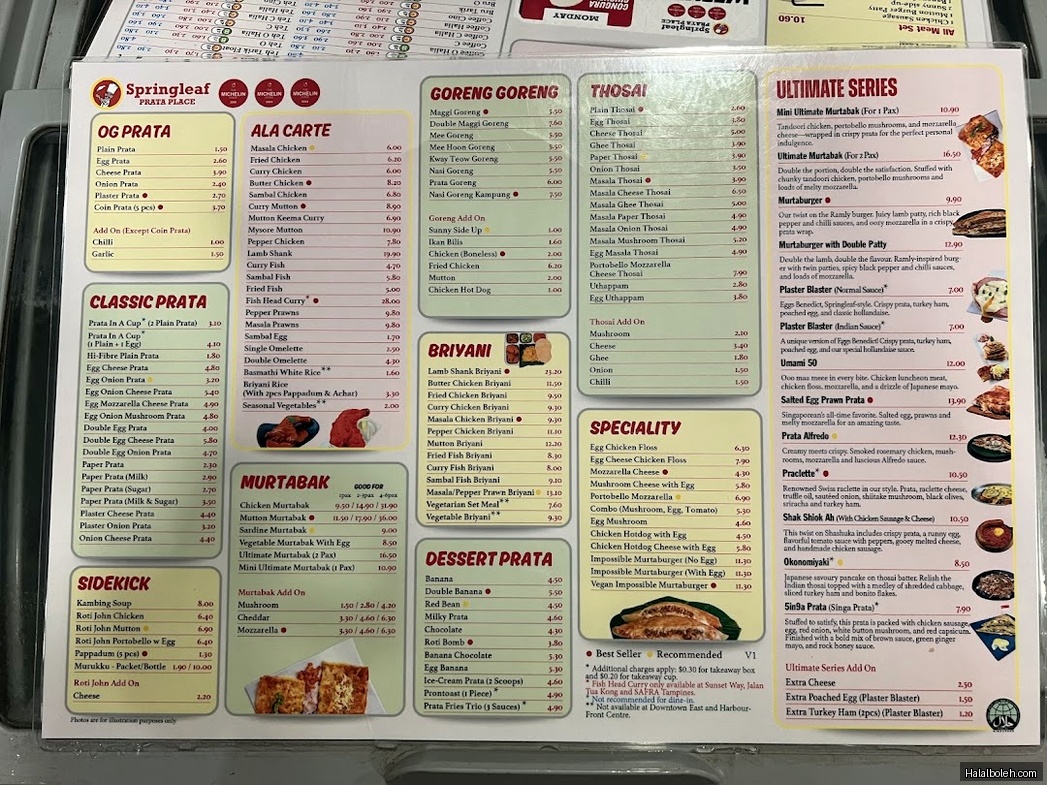 Springleaf Prata Place - menu
